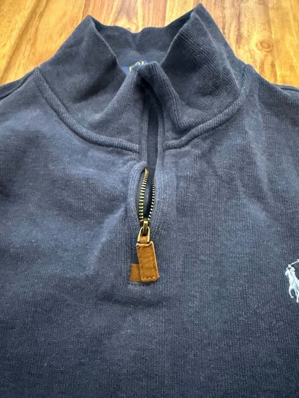 Polo Ralph Lauren Men's XL Navy Blue Quarter-Zip Pullover Sweater - Picture 3 of 4